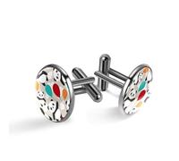 Boutons de manchette pour homme, motif panda heureux, ciel volant, ballons colorés, boutons de manchette pour homme, boutons de manchette classiques noirs pour costume, chemise, mariage, affaires