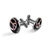 Boutons de manchette pour homme, symbole de la paix No War, boutons de manchette classiques noirs pour costume, chemise, mariage, affaires, cadeau d'anniversaire