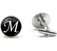 Boutons de manchette pour hommes, 2 paires de boutons manchette argentés à lettre AZ for chemise gentleman, mariage