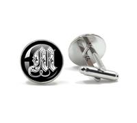 Boutons De Manchette Pour Hommes 26 Letter Royal Initialen Glass Cabochon Men's Cufflinks Gift(Style14)