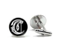 Boutons De Manchette Pour Hommes 26 Letter Royal Initialen Glass Cabochon Men's Cufflinks Gift(Style24)