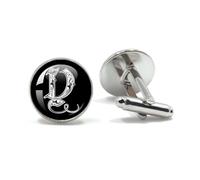 Boutons De Manchette Pour Hommes 26 Letter Royal Initialen Glass Cabochon Men's Cufflinks Gift(Style2)