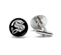 Boutons De Manchette Pour Hommes 26 Letter Royal Initialen Glass Cabochon Men's Cufflinks Gift(Style8)