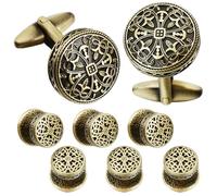 Boutons De Manchette Pour Hommes Ensemble de boutons manchette et clous smoking en or argent antique, émail vintage ajouré, motif royal, bijoux haut gamme for hommes(Color10)