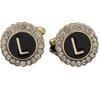 Boutons de manchette pour hommes, Lot de 2 paires boutons manchette ronds en strass avec initiale AZ et cristal, for homme d'affaires