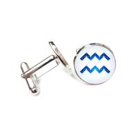 Boutons de manchette, Projection Holographique À Points Bleus, Signe Du Zodiaque Verseau, Boucle De Manchette Personnalisée, Accessoire De Chemise, Pour Comptable, Patron, Homme D'Affaires, Mariage,