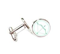 Boutons de manchette, Projection Holographique D'Une Grille Totémique À Flèches Vertes, Sagittaire Et Les Douze Signes Du Zodiaque, Boucle De Manchette Personnalisée, Accessoire De Chemise, Cadeau