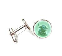 Boutons de manchette, Puissant Motif De Tête De Bœuf, Projection Holographique, Taureau (Douze Signes Du Zodiaque), Boucle De Manchette Porte-Bonheur Personnalisée, Accessoire De Chemise, Pour Comp