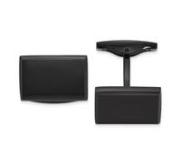 Boutons de manchette rectangulaires en acier inoxydable plaqué Ip noir poli 18 mm pour homme