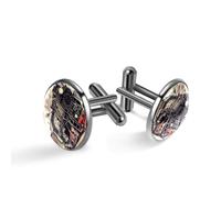 Boutons de manchette rétro pour homme, motif train à vapeur au départ de la gare, boutons de manchette classiques noirs pour costume, chemise, mariage, affaires, cadeau d'anniversaire