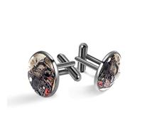Boutons de manchette rétro pour homme, motif train à vapeur au départ de la gare, boutons de manchette classiques noirs pour costume, chemise, mariage, affaires, cadeau d'anniversaire