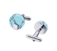 Boutons de manchette ronds bicolores texturés Pantalons de manchette français à rayures noires Accessoires décoratifs carrés pour les hommes