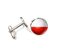Boutons de manchette ronds classiques pour homme et femme avec motif drapeau de la Coupe du monde de Pologne, bijoux pour mariage, anniversaire, fête d'affaires, événements, smoking, taille unique