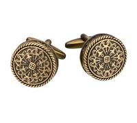 Boutons de manchette ronds en bronze for homme, boutons de manchette en métal au motif vintage et au design antique, parfaits for offrir en cadeau.