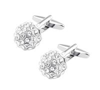 Boutons de manchette ronds en strass pour homme - Boutons de manchette français en forme de boule de cristal - Pour mariage, affaires, bal de fin d'année, Small, Métal, Pas de pierre précieuse