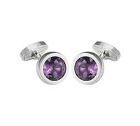 Boutons de manchette ronds en verre transparent pour homme, accessoire de chemise formelle pour mariage,Plaqué rhodium imitation,Taille unique