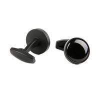 Boutons de manchette ronds noirs mats en émail pour homme, pour une tenue de soirée élégante,Couleur 9,1 paire