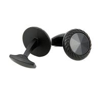 Boutons de manchette ronds noirs mats en émail pour homme, pour une tenue de soirée élégante,Couleur 11,1 paire
