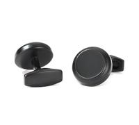 Boutons de manchette ronds noirs mats en émail pour homme, pour une tenue de soirée élégante,Couleur 1,1 paire