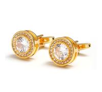 Boutons de manchette ronds rétro pour homme avec pierres en oxyde de zirconium Idéal pour les affaires et les sociétés Boutons de manchette élégants, taille unique, Comme décrit, Comme décrit.