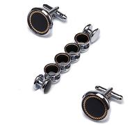 Boutons De Manchette Round Patch Cuff Stud Set Or Plaqué Cuivre Col Boutonschemise Homme Smoking Smoking Boutons De Manchette Électrolytique Or Noir