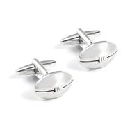Boutons de Manchette Rugby - Boutons de Manchette Originaux Thème Sport et style Ballon Ovale Argenté - Accessoire Fantaisie ou Déguisement Joueur Rugbyman pour Chemise et Veste de Costume