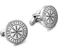 Boutons de manchette rune viking loup nordique viking rune - Boutons de manchette nordiques - Bijoux cadeau pour homme, Métal, acier inoxydable