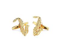 Boutons de Manchette Saxophone Doré - Boutons de Manchette Saxo Thème Instrument de Musique pour Groupe, Chorale, Orchestre - Accessoire ou Déguisement Chemise et Veste Musicien Saxophoniste