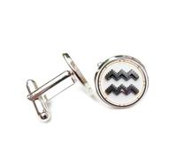 Boutons de manchette, Sculpture En Relief Mécanique Creuse Représentant L'Espace Profond, Le Signe Du Verseau (Douze Signes Du Zodiaque), Boucle De Manchette Personnalisée, Accessoire De Chemise, P