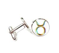 Boutons de manchette, Signe Du Zodiaque Taureau, Motif Totem Du Bétail, Lignes Dégradées, Style Art De La Faille, Douze Signes Du Zodiaque, Boucle De Manchette Porte-Bonheur Personnalisée, Accesso