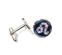 Boutons de manchette, Symbole Abstrait Du Ciel Profond, Design Cristallin Dimensionnel, Lion (Les Douze Signes Du Zodiaque), Boucle De Manchette Personnalisée, Accessoire De Chemise, Po
