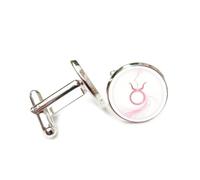 Boutons de manchette, Symbole Abstrait Étoile Dynamique Rose Flux De Particules, Taureau Douze Signes Du Zodiaque, Boucle De Manchette Porte-Bonheur Personnalisée, Accessoire De Chemise Cadeau Pour