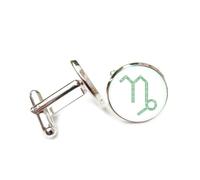 Boutons de manchette, Symbole Abstrait, Ligne De Balayage, Projection Holographique, Capricorne, Douze Signes Du Zodiaque, Boucle De Manchette Personnalisée, Accessoire De Chemise, Cadeau Pour Compta