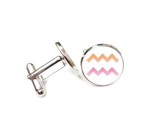 Boutons de manchette, Symbole De Dégradé De Couleurs, Diffraction Spectrale, Verseau, Douze Signes Du Zodiaque, Boucle De Manchette Personnalisée, Accessoire De Chemise, Cadeau Pour Comptable, Patr