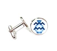 Boutons de manchette, Symbole D'Intrication Quantique, Verseau, Douze Signes Du Zodiaque, Boucle De Manchette Personnalisée, Accessoire De Chemise, Cadeau Pour Comptable, Patron, Affaires, Mariage, B