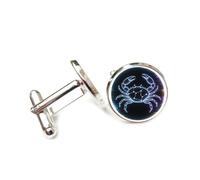 Boutons de manchette, Symbole Du Crabe, Point Lumineux En Grille, Projection Holographique, Cancer, Douze Signes Du Zodiaque, Boucle De Manchette, Accessoire De Chemise, Cadeau Pour Comptable, Patron,