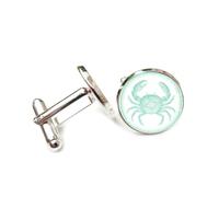 Boutons de manchette, Symbole Du Crabe, Points Lumineux Verts, Projection Holographique, Cancers, Douze Signes Du Zodiaque, Boucle De Manchette, Accessoire De Chemise, Cadeau Pour Comptable, Patron, A