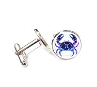 Boutons de manchette, Symbole Du Crabe Violet, Style Technologique Cyber Néon, Cancer (Douze Signes Du Zodiaque), Boucle De Manchette, Accessoire De Chemise, Cadeau Pour Comptable, Patron, Affaires,
