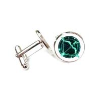 Boutons de manchette, Symbole Flèche Verte, Étoile Totem, Cyber Néon, Sagittaire, Douze Signes Du Zodiaque, Boucle De Manchette Personnalisée, Accessoire De Chemise, Cadeau Pour Comptable, Pat