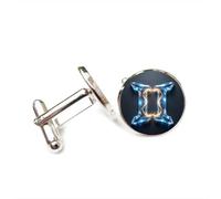 Boutons de manchette, Symbole Gémeaux, Avenir, Cristal Porte-Bonheur En Forme D'Arc Électrique, Pour Un Ami. Douze Signes Du Zodiaque, Boucle De Manchette Personnalisée, Accessoire De Chemise, Cade