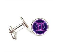 Boutons de manchette, Symbole Gémeaux, Univers Cyber Néon, Porte-Bonheur, Cadeau Pour Ami(E), Gémeaux (Douze Signes Du Zodiaque), Boucle De Manchette Personnalisée, Accessoire De Chemise, Cade