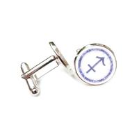 Boutons de manchette, Symbole Violet De L'Intrication Quantique, Sagittaire, Douze Signes Du Zodiaque, Boucle De Manchette Personnalisée, Accessoire De Chemise, Cadeau Pour Comptable, Patron, Affaire