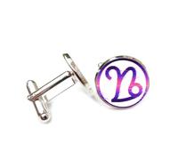 Boutons de manchette, Symbole Violet Unique, Effet D'Art Numérique Défectueux, Signe Du Zodiaque Bélier, Boucle De Manchette, Accessoire De Chemise Scintillant, Cadeau Pour Comptable, Patron, Affai