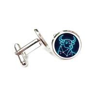 Boutons de manchette, Tableau Porte-Bonheur Représentant Un Portrait De Vache, Style Cyber Néon, Signe Du Zodiaque Taureau, Boucle De Manchette Porte-Bonheur Personnalisée, Accessoire De Chemis