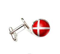 Boutons de manchette tendance pour homme, motif drapeau de la Coupe du monde du Danemark, accessoires de chemise, bijoux, boutons de manchette ronds pour père, mari, petit ami, cadeau d'affaires