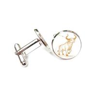 Boutons de manchette, Totem De Bétail, Étoiles Et Points, Flux De Particules Dynamique, Taureau, Douze Signes Du Zodiaque, Boucle De Manchette Porte-Bonheur Personnalisée, Accessoire De Chemise, Ca