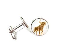 Boutons de manchette, Totem De Bétail Imposant, Flux De Particules Dynamique Brillant, Taureau, Douze Signes Du Zodiaque, Boucle De Manchette Porte-Bonheur Personnalisée, Accessoire De Chemise, Cade