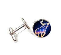 Boutons de manchette, Totem De Bétail Porte-Bonheur Coloré, Lignes Dégradées, Style Art De La Faille, Taureau, Douze Signes Du Zodiaque, Boucle De Manchette Porte-Bonheur Personnalisée, Accessoir