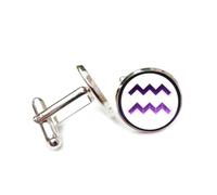 Boutons de manchette, Totem D'Onde Auréolée Violette, Intrication Quantique, Verseau, Douze Signes Du Zodiaque, Boucle De Manchette Personnalisée, Accessoire De Chemise, Cadeau Pour Comptable, Patr