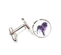 Boutons de manchette, Totem Du Lion Violet Marchant, Motif D'Intrication Quantique, Signe Du Zodiaque Lion (Douze Signes), Boucle De Manchette Personnalisée, Accessoire De Chemise, Cadeau Pour Compta
